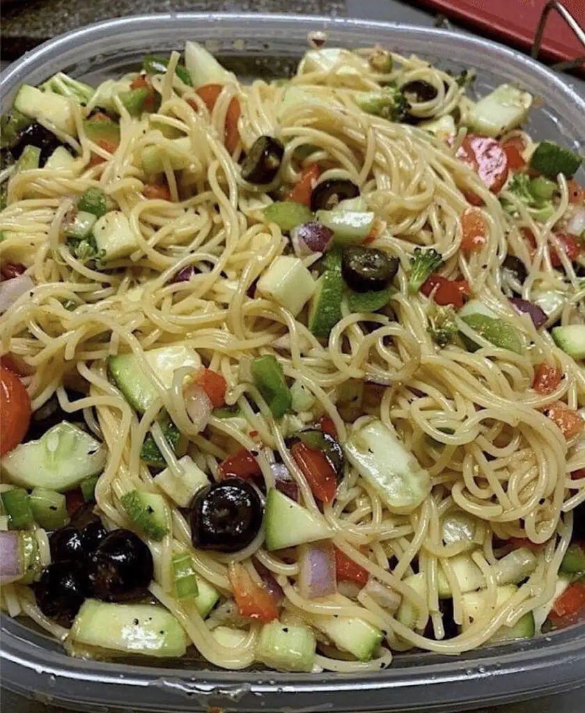 Transport your taste buds to the sunny vibes of California with this refreshing and vibrant California Spaghetti Salad.