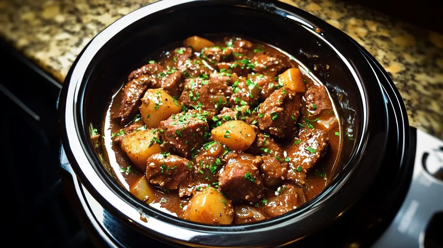 Slow Cooker Garlic Butter Beef Bites & Potatoes Gourmet Martha