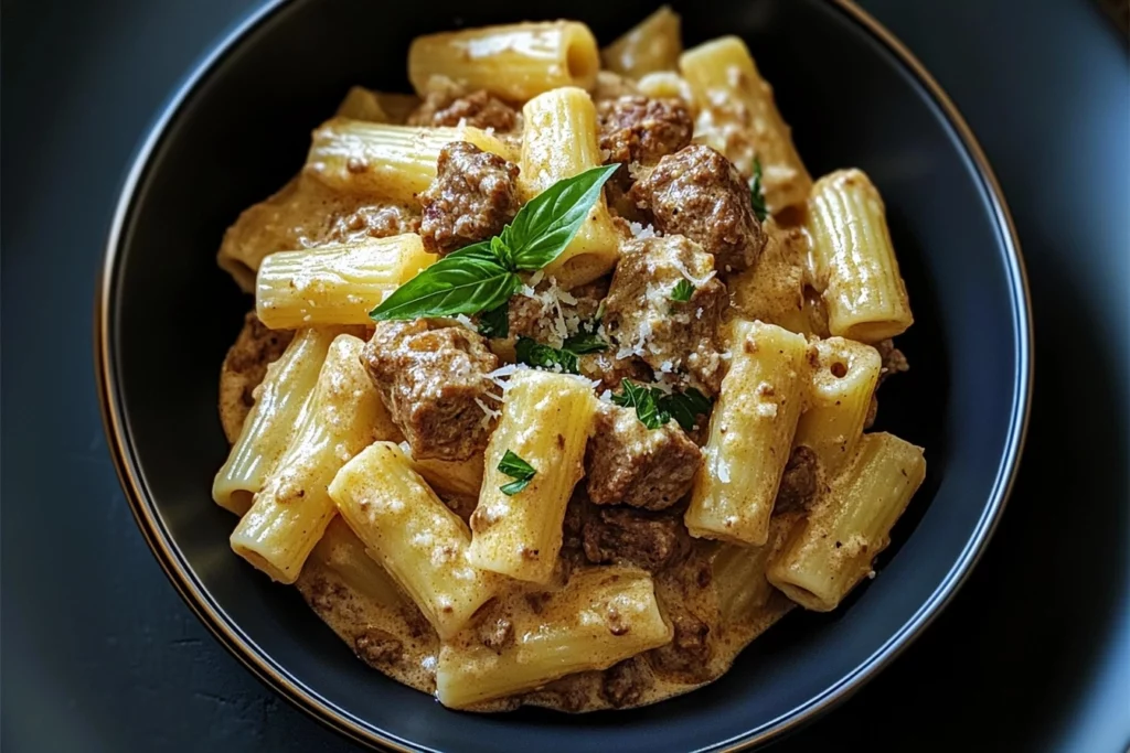 Creamy Parmesan Beef Rigatoni Pasta Gourmet Martha