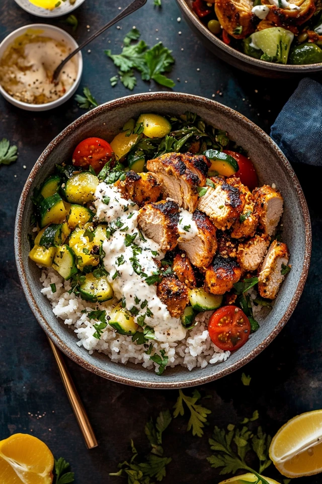 Creamy Chicken Bowls with Feta Sauce