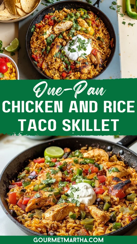 One-Pan Chicken and Rice Taco Skillet - Gourmet Martha