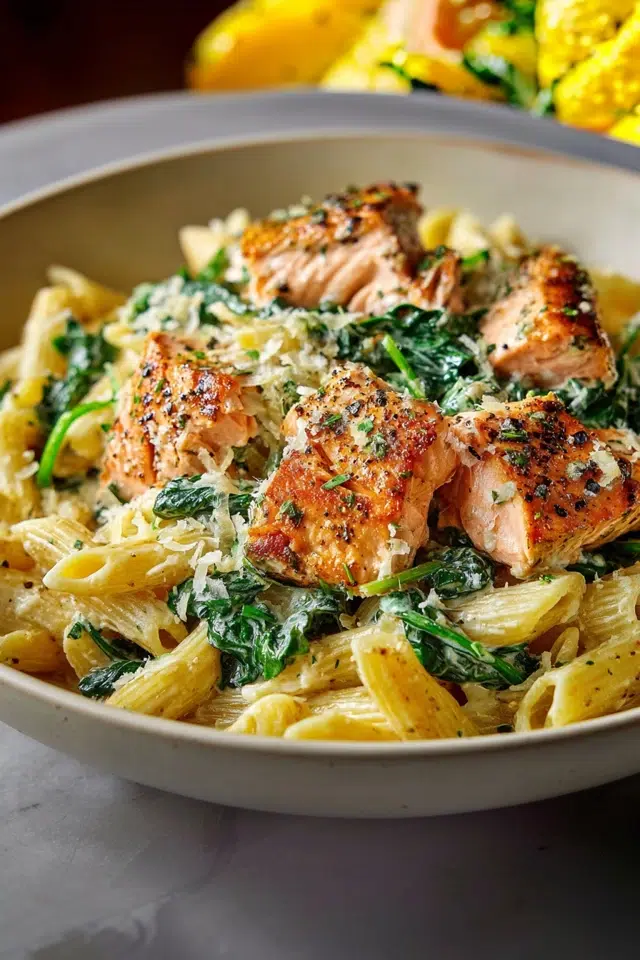Salmon Spinach Pasta - Gourmet Martha