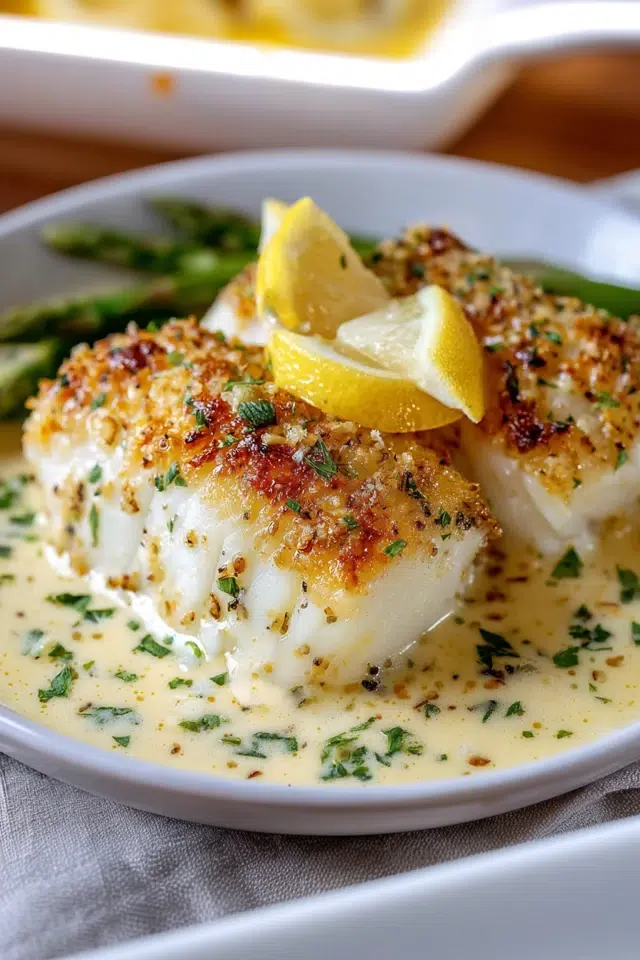 Tasty Baked Cod in Coconut Lemon Cream Sauce - Gourmet Martha
