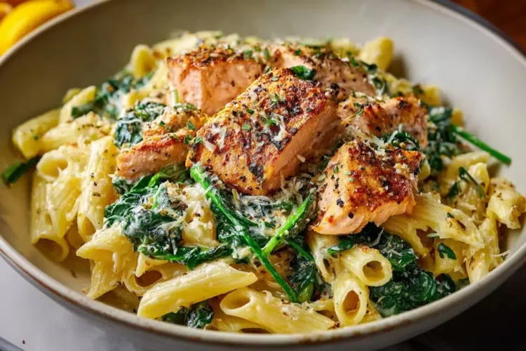 Salmon Spinach Pasta - Gourmet Martha
